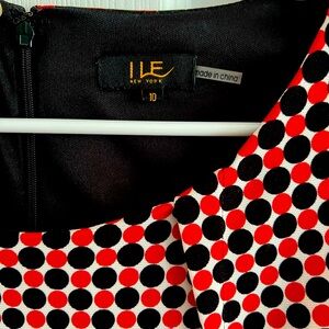 Red white and black dots dress